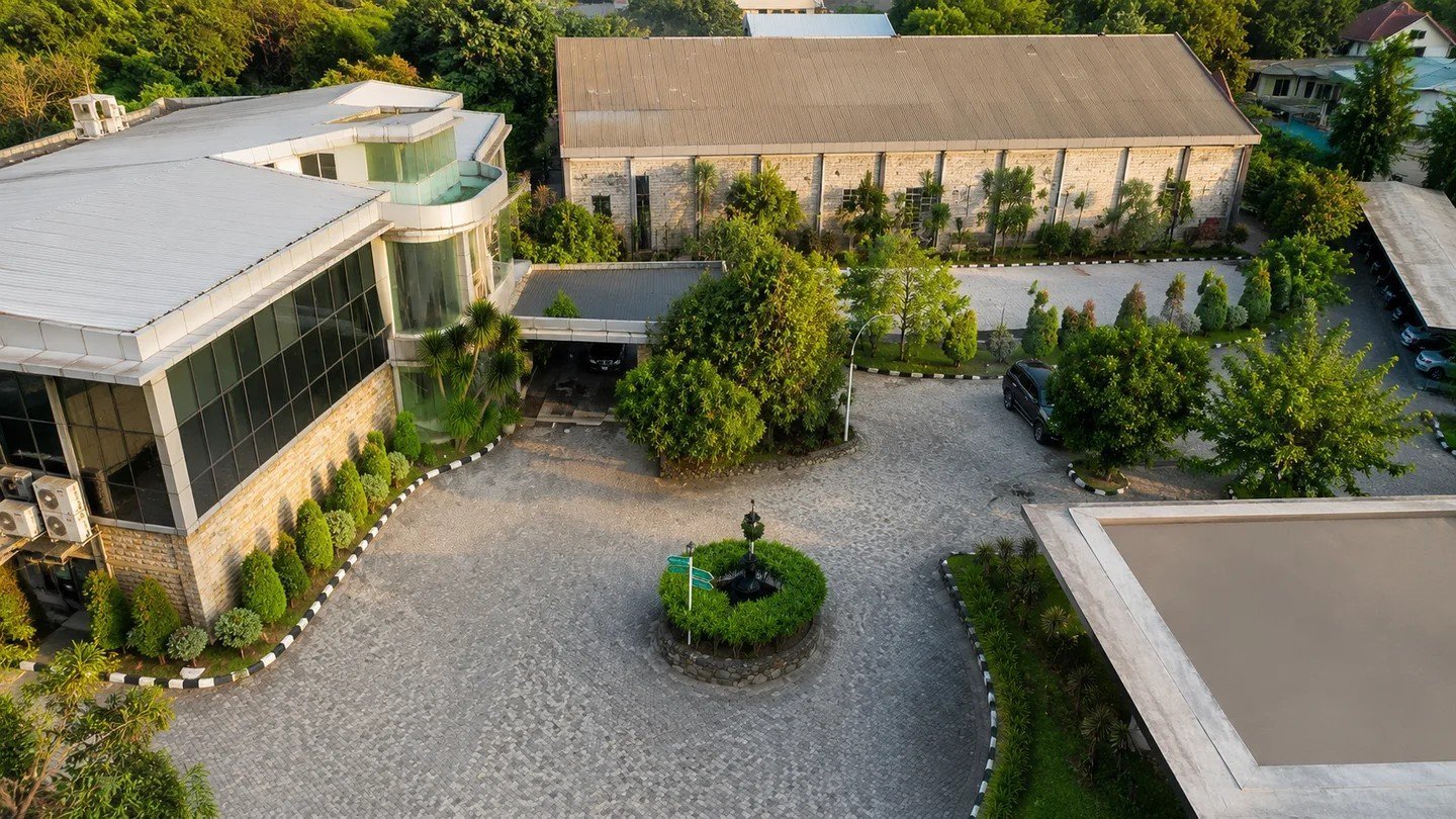 Aerial view of Lobunta Avenue Bekasi headquarters at golden hour